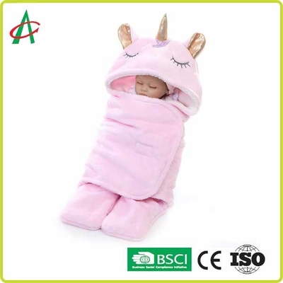 Bebekler için Velcro ile Flanel Unicorn Yastık Uyku Tulumu 65x75cm