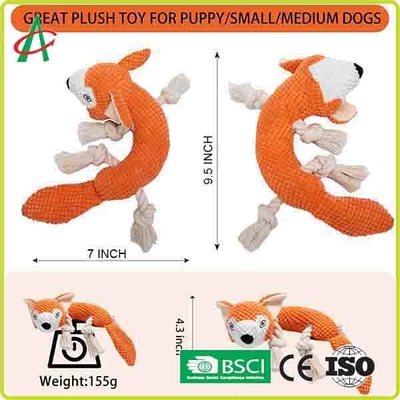 Su geçirmez 9.5 inç Pet Peluş Oyuncak Gıcırtılı 4 Halat Düğümleri