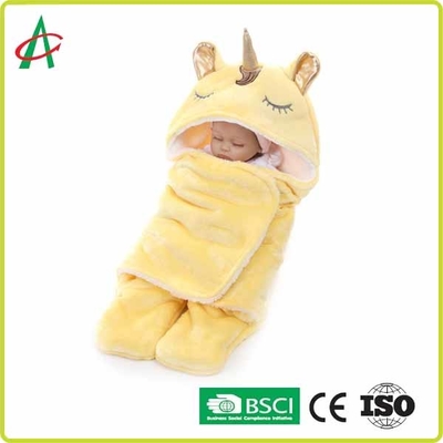 Bebekler için Velcro ile Flanel Unicorn Yastık Uyku Tulumu 65x75cm