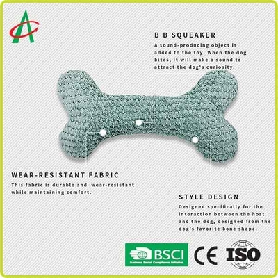 ISO9001 Pet Peluş Oyuncak Kemik Şekilli 15cm * 5.5cm Squeaker ile