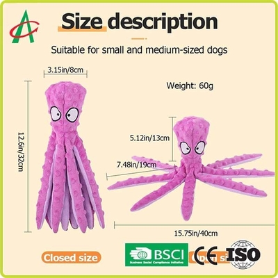 Squeakers ile Özel Ahtapot Dayanıklı Yıkılmaz Peluş Köpek Oyuncakları