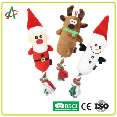 EN71 Squeaker Noel ile Makinede Yıkanabilir Peluş Halat Köpek Oyuncakları