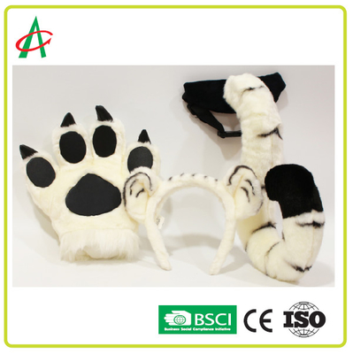 BSCI BPA Ücretsiz Kaplan Kuyruğu, Paws ve Hairband Doldurulmuş Hayvanlar Peluş Oyuncak